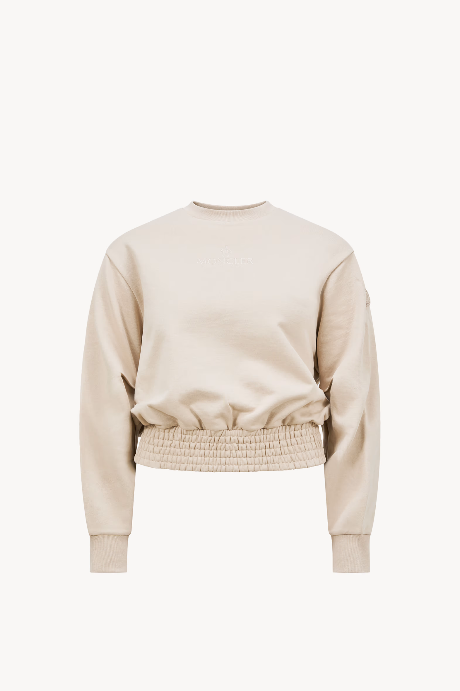 Pleated Sleeve Cotton Sweatshirt Women Sand Beige Moncler 2